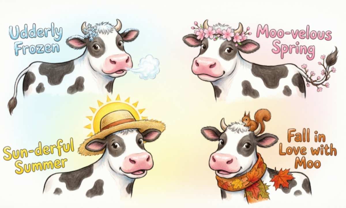 Seasonal Cow Puns ❄️🌸☀️🍂